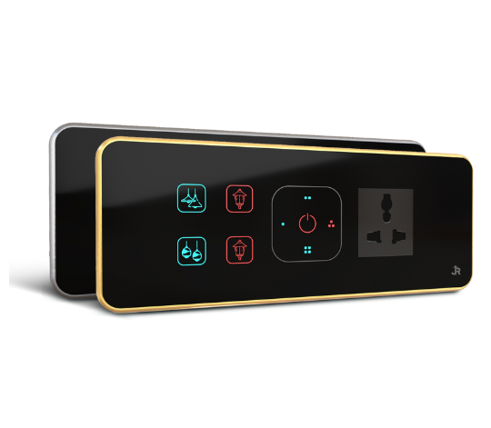 Neon 4 Switch 1 Fan Dimmer & 1 Plug Touch Switch Panel