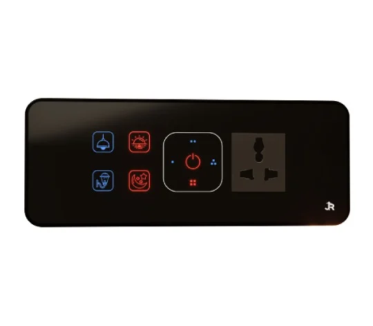 Neon 4 Switch 1 Fan Dimmer & 1 Plug Touch Switch Panel view 2